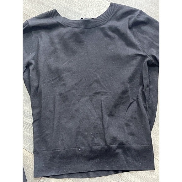 J. Crew Womens Black Medium Long Sleeve Cut Out Back Tie Merino Wool Sweater - Picture 4 of 9